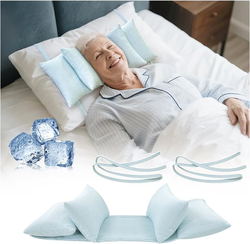 Mybow Head Stabilizing Pillow, Neck Stabilizer for Sleeping Upright, Post Cervical Fusion Surgery Head Support Cradle, Medical Positioning Wedge Pillow for Elderly Bedridden Patients (Cooling Fabric) - Image 1